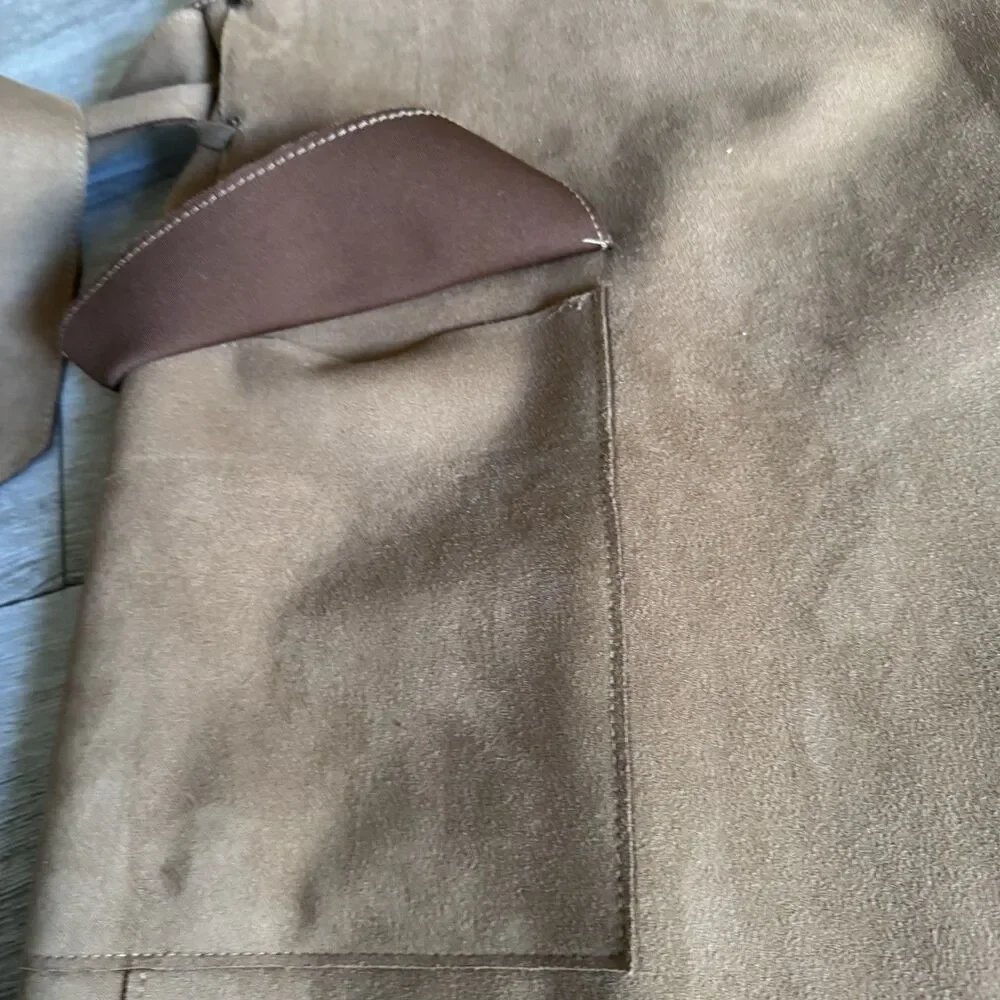 Love Token Long Trench Vest Waistcoat Sleeveless Duster Size XS Microsuede